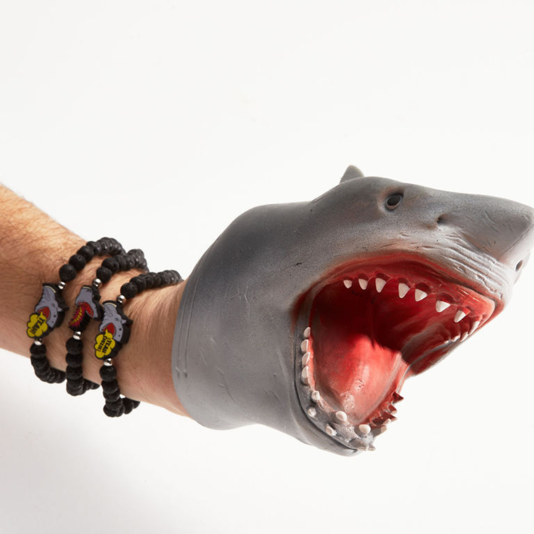 Shark Puppet Lava Rock Bracelet Set of 3