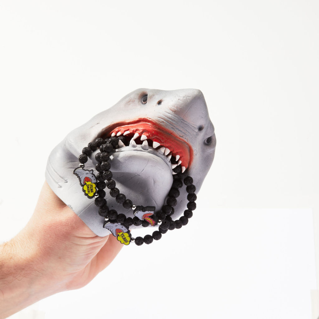 Shark Puppet Lava Rock Bracelet Set of 3