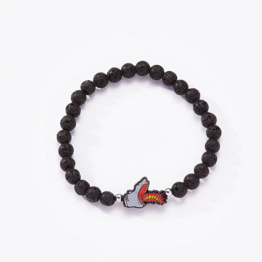 Single AAAAHHHHHH Shark Puppet Lava Rock Bracelet